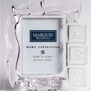NEW Marquis by Waterford Crystal Clear ABC Block Bow Baby Picture Frame